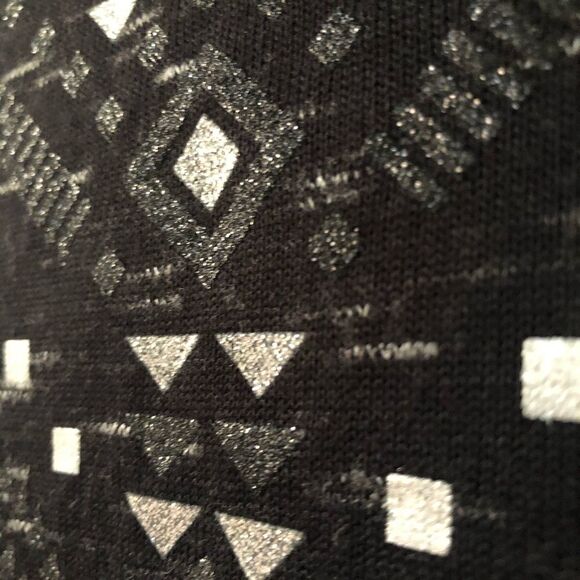 H&M gray black geometric silver design thin knit sweater top blouse girl/14 - Picture 7 of 9